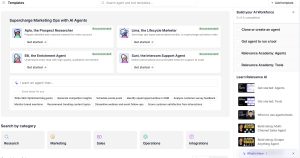 Interface showing AI agents, 